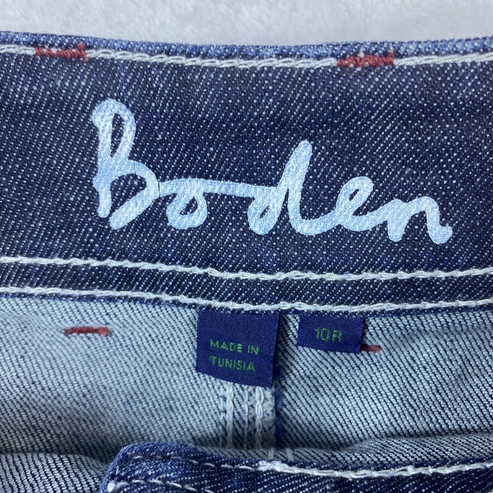 Boden Denim Skirt Sz 10R Blue Knee Length Button Front Pockets - Picture 3 of 11